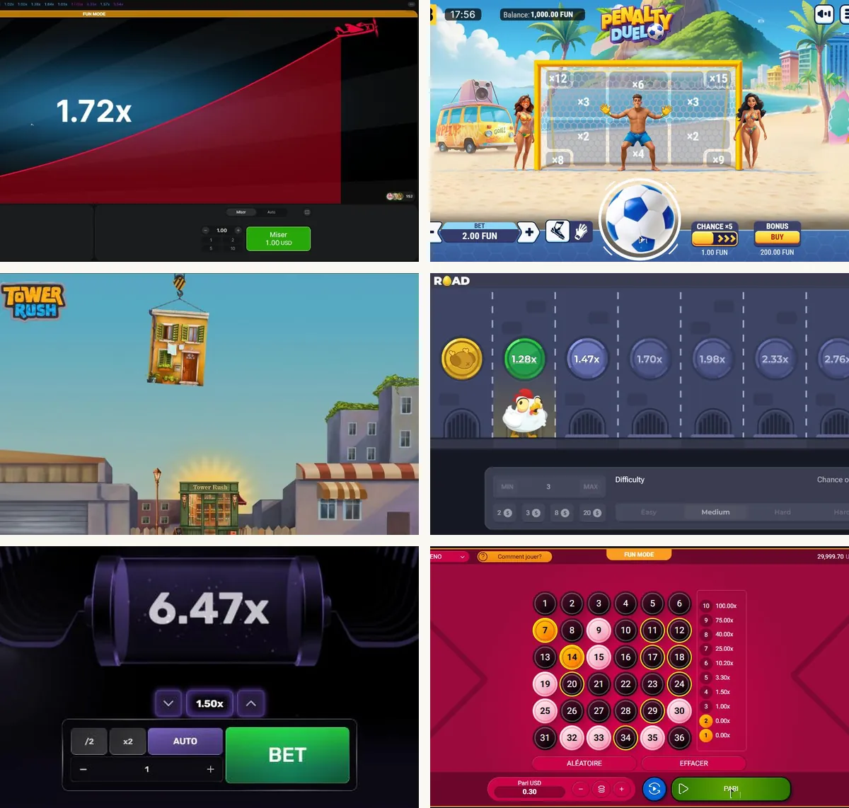 Jeux crash en Côte d'Ivoire : Aviator, Penalty Duel, Tower Rush, Chicken Road, Limbo et Keno